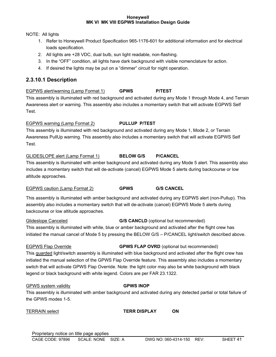 Description | Honeywell MK VI User Manual | Page 41 / 326