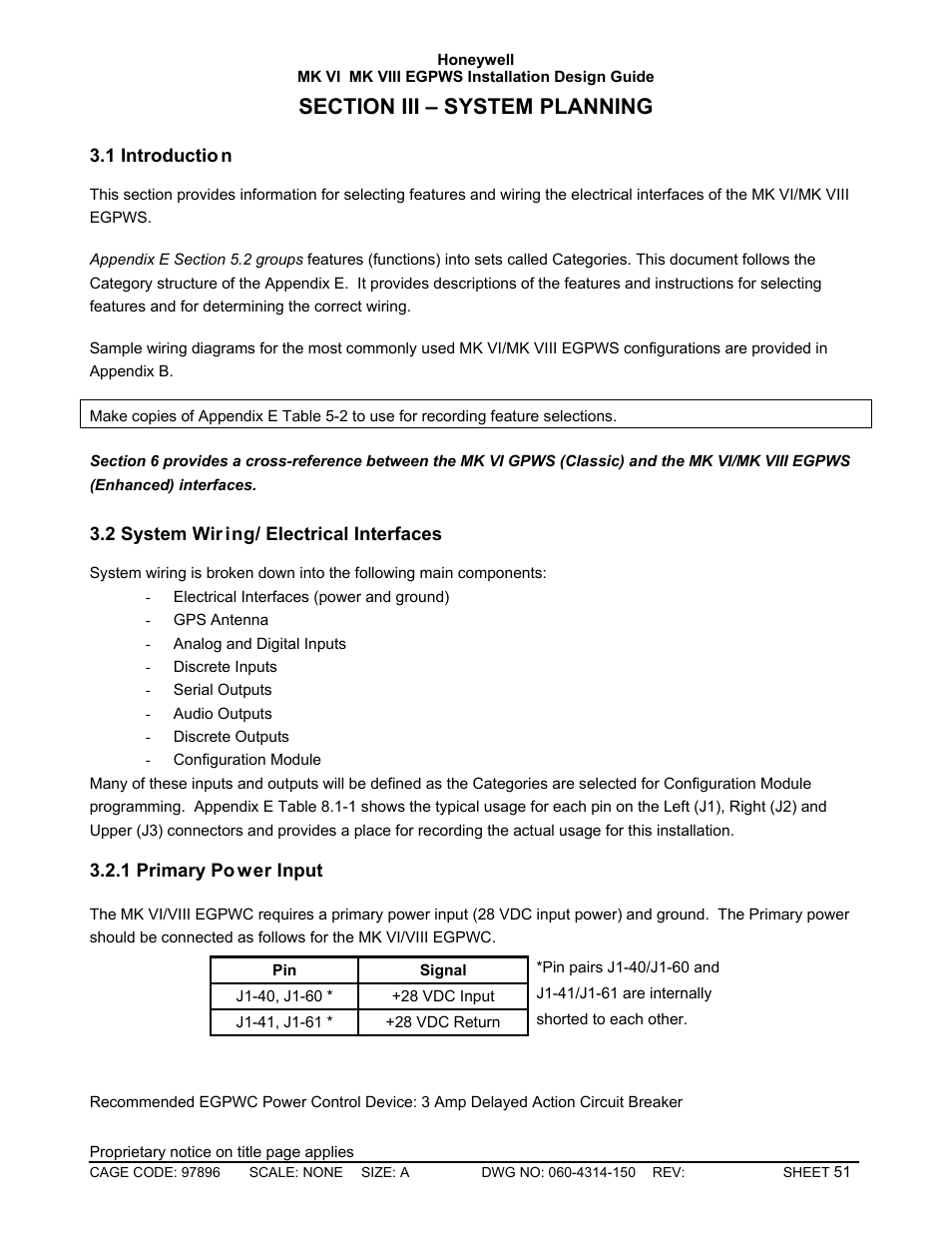 System planning, Introduction, System wiring/ electrical interfaces | Primary power input | Honeywell MK VI User Manual | Page 51 / 326