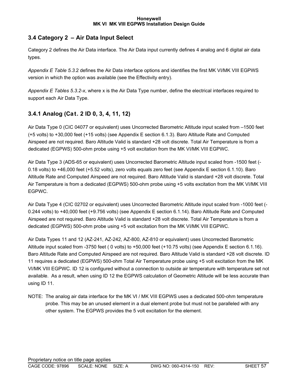 Category 2 – air data input select, Analog (cat. 2 id 0, 3, 4, 11, 12) | Honeywell MK VI User Manual | Page 57 / 326