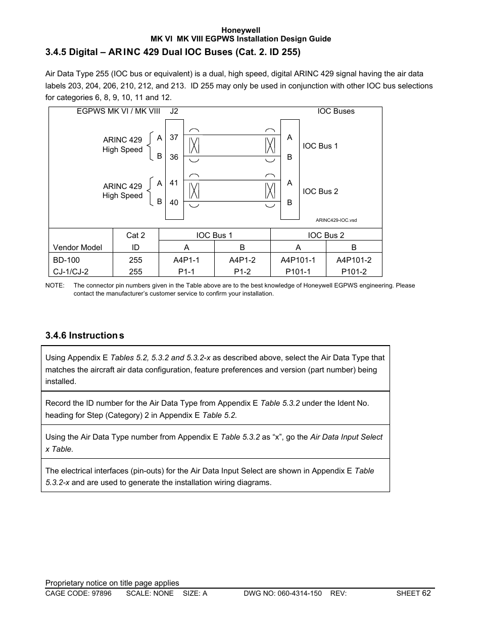 Digital – arinc 429 dual ioc buses \(cat. 2. id, Instructions | Honeywell MK VI User Manual | Page 62 / 326