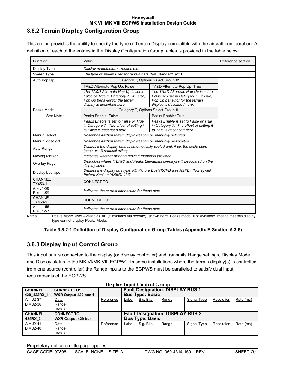 Terrain display configuration group, Display input control group, 2 terrain dis play configuration group | 3 display inp ut control group | Honeywell MK VI User Manual | Page 70 / 326