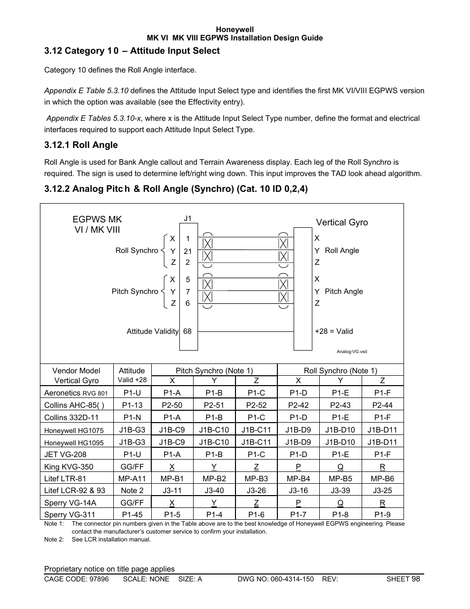 Category 10 – attitude input select, Roll angle | Honeywell MK VI User Manual | Page 98 / 326