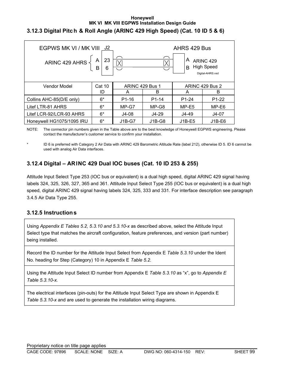 Digital – arinc 429 dual ioc buses \(cat. 10 id, Instructions | Honeywell MK VI User Manual | Page 99 / 326