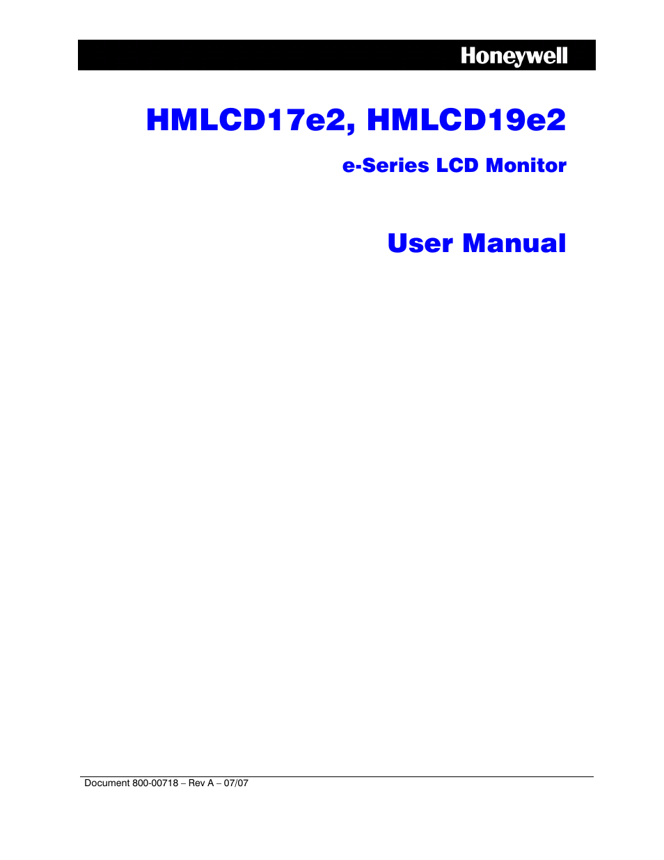 Honeywell HMLCD17e2 User Manual | 26 pages
