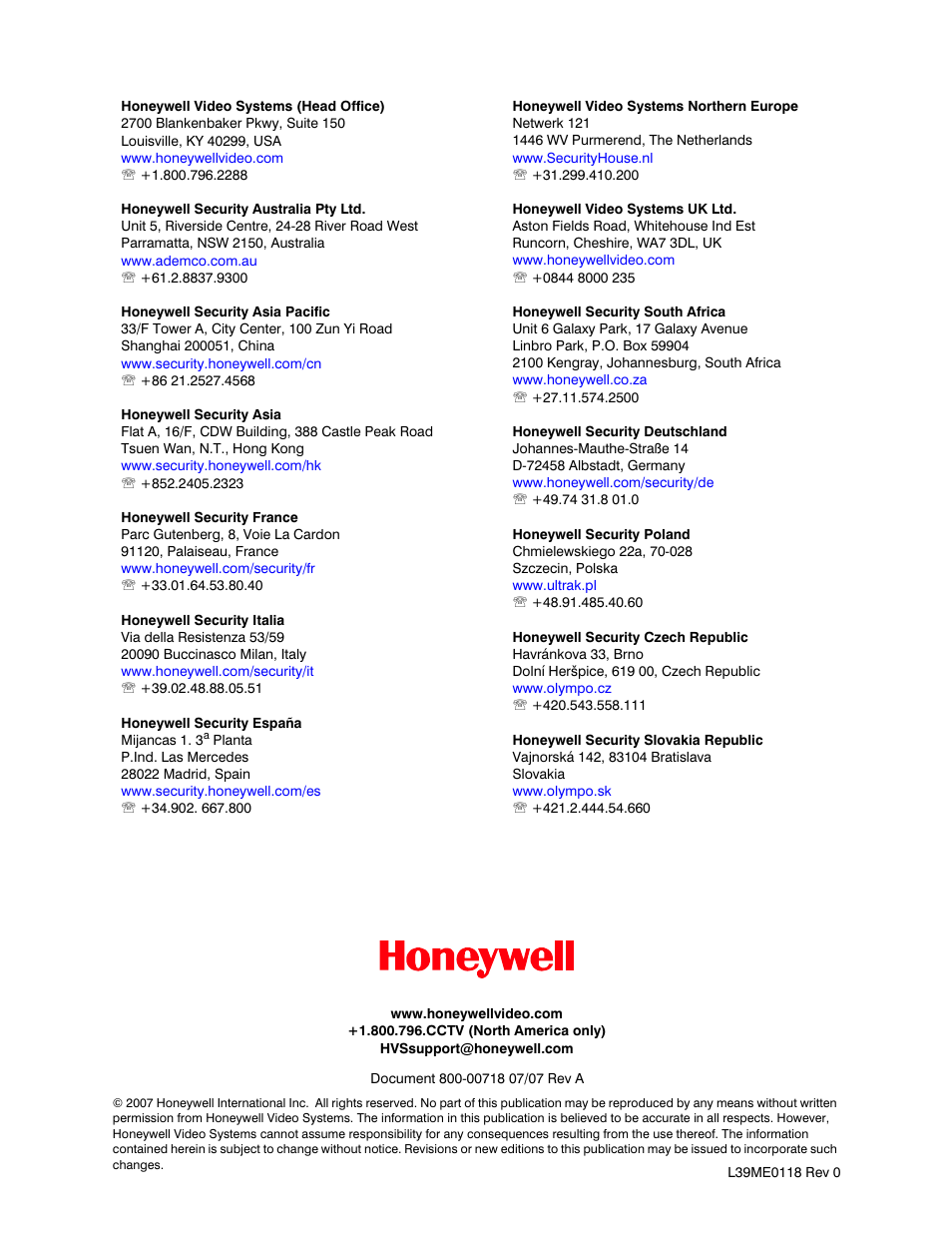 Honeywell HMLCD17e2 User Manual | Page 26 / 26