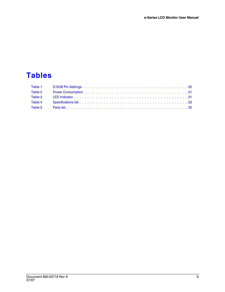 Tables | Honeywell HMLCD17e2 User Manual | Page 9 / 26