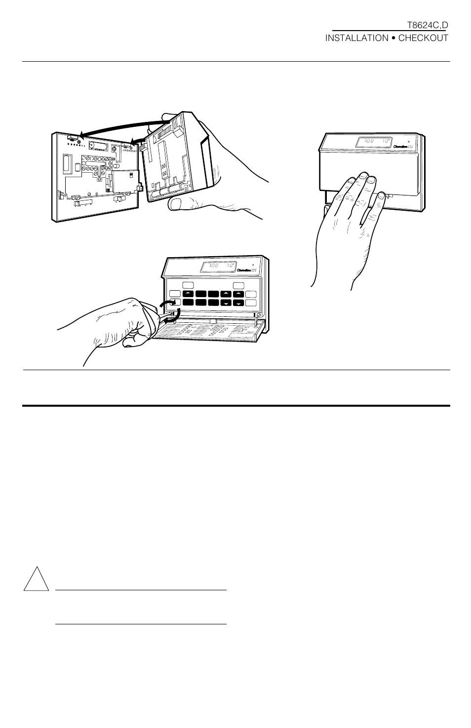 Checkout, Caution, A. b. c | Honeywell CHRONOTHERM T8624C User Manual | Page 11 / 24