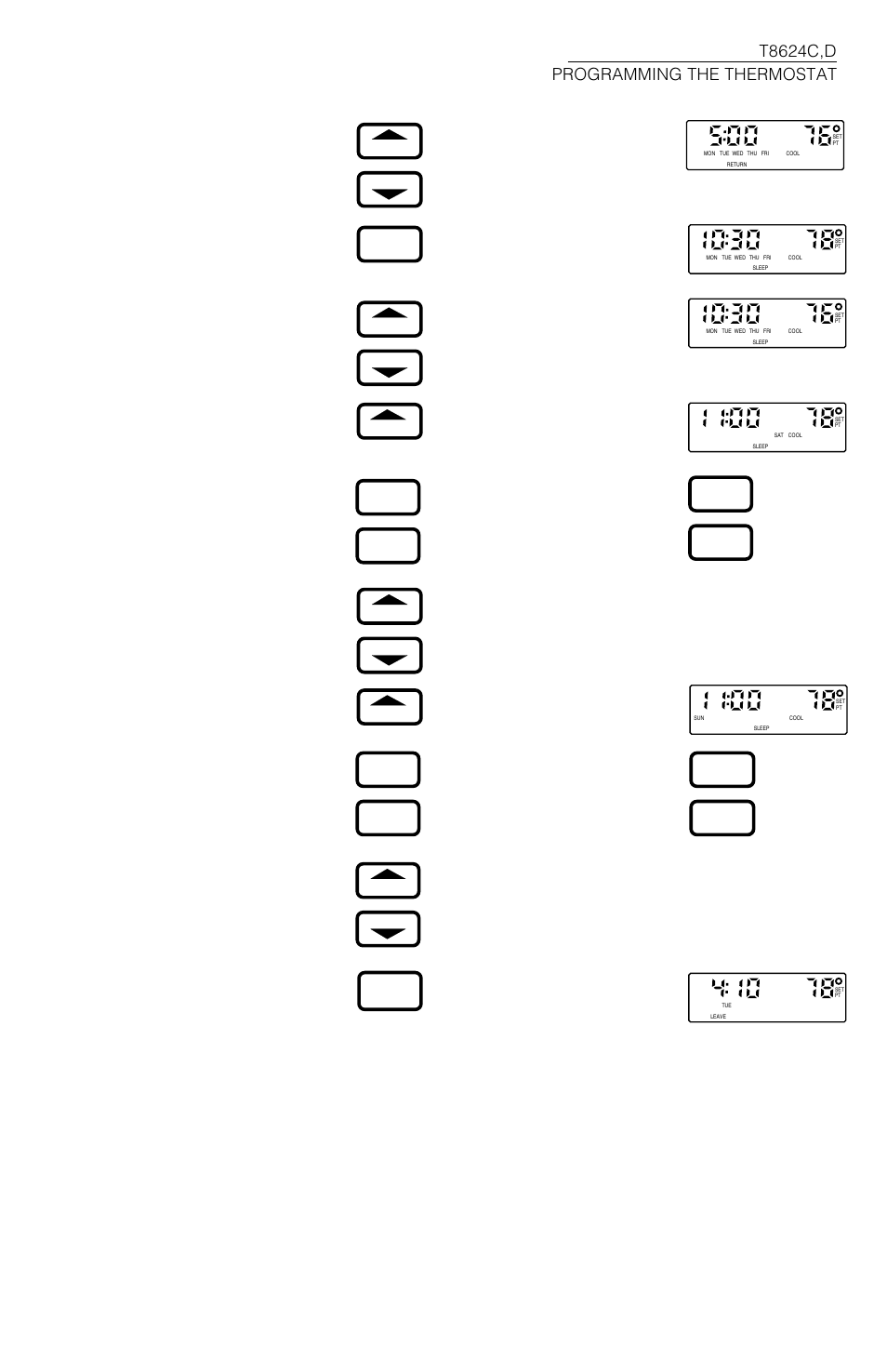 Ture, if desired. press and release | Honeywell CHRONOTHERM T8624C User Manual | Page 17 / 24