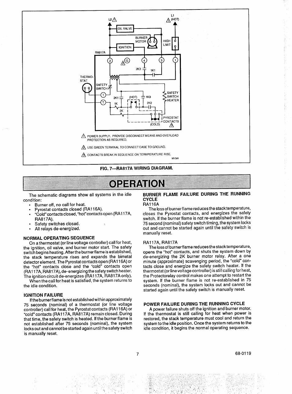 Operation | Honeywell RA117A User Manual | Page 7 / 10