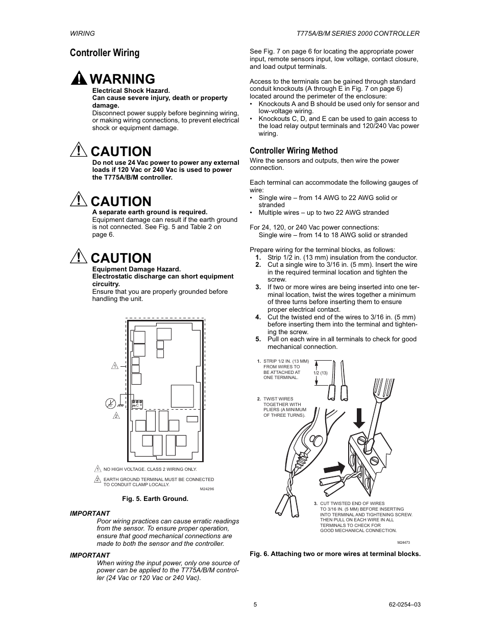 Warning, Caution, Controller wiring | Controller wiring method | Van Air Systems FP-4 Kit User Manual | Page 13 / 44