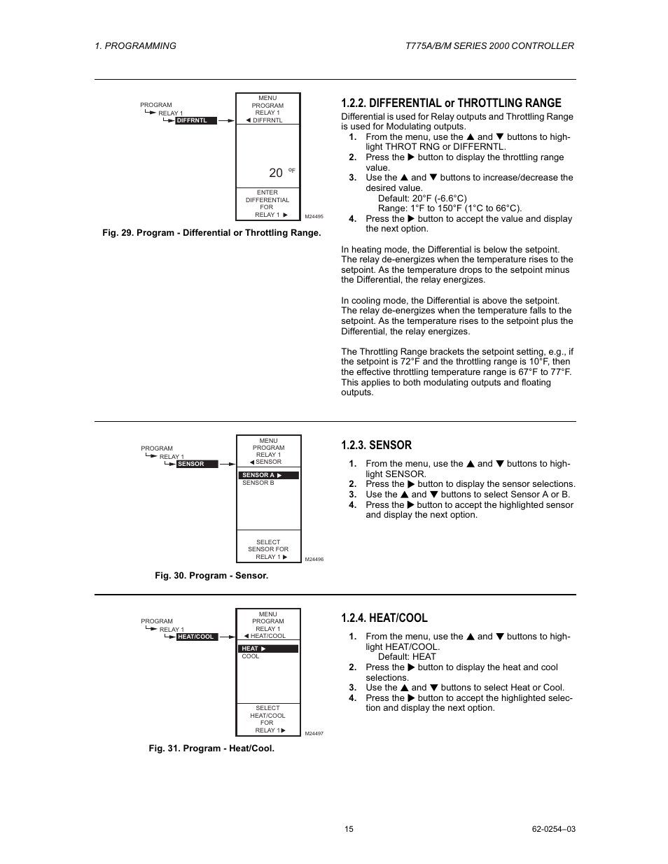 Differential or throttling range, Sensor, Heat/cool | Van Air Systems FP-4 Kit User Manual | Page 23 / 44