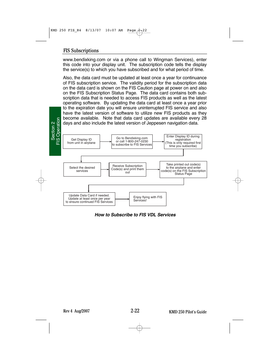 Fis subscriptions | BendixKing KMD 250 User Manual | Page 141 / 274