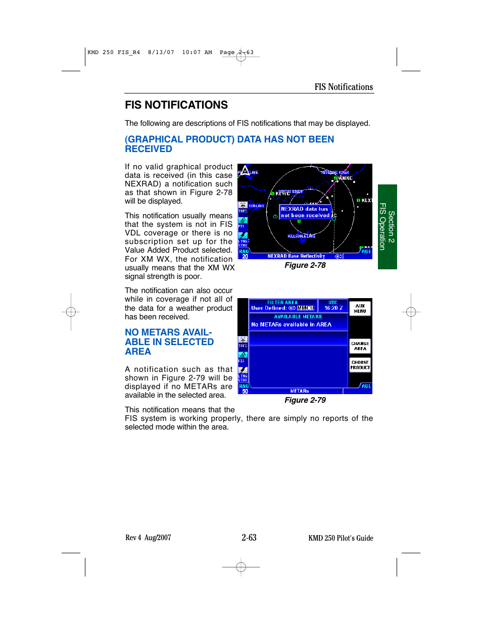 Fis notifications | BendixKing KMD 250 User Manual | Page 182 / 274