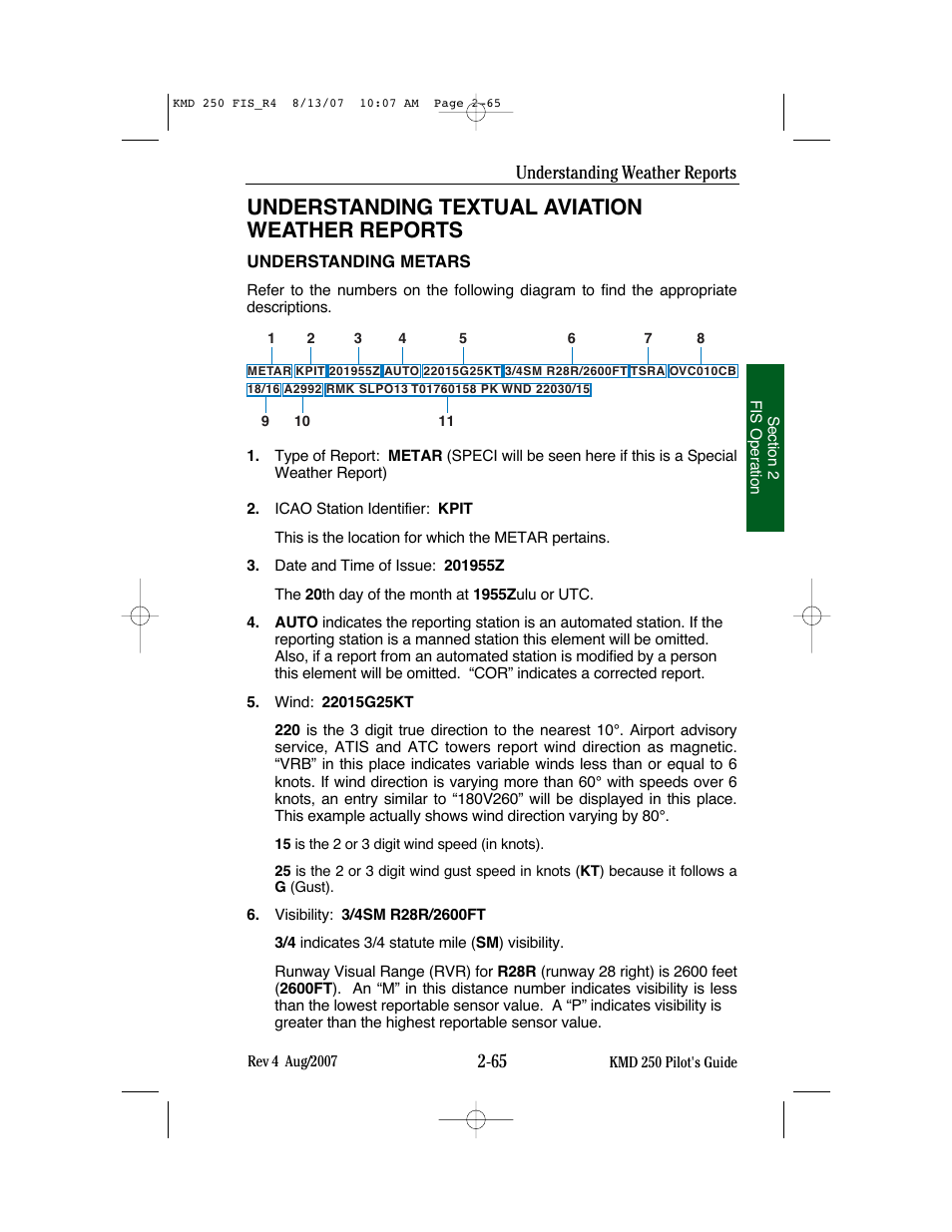 Understanding textual aviation weather reports | BendixKing KMD 250 User Manual | Page 184 / 274