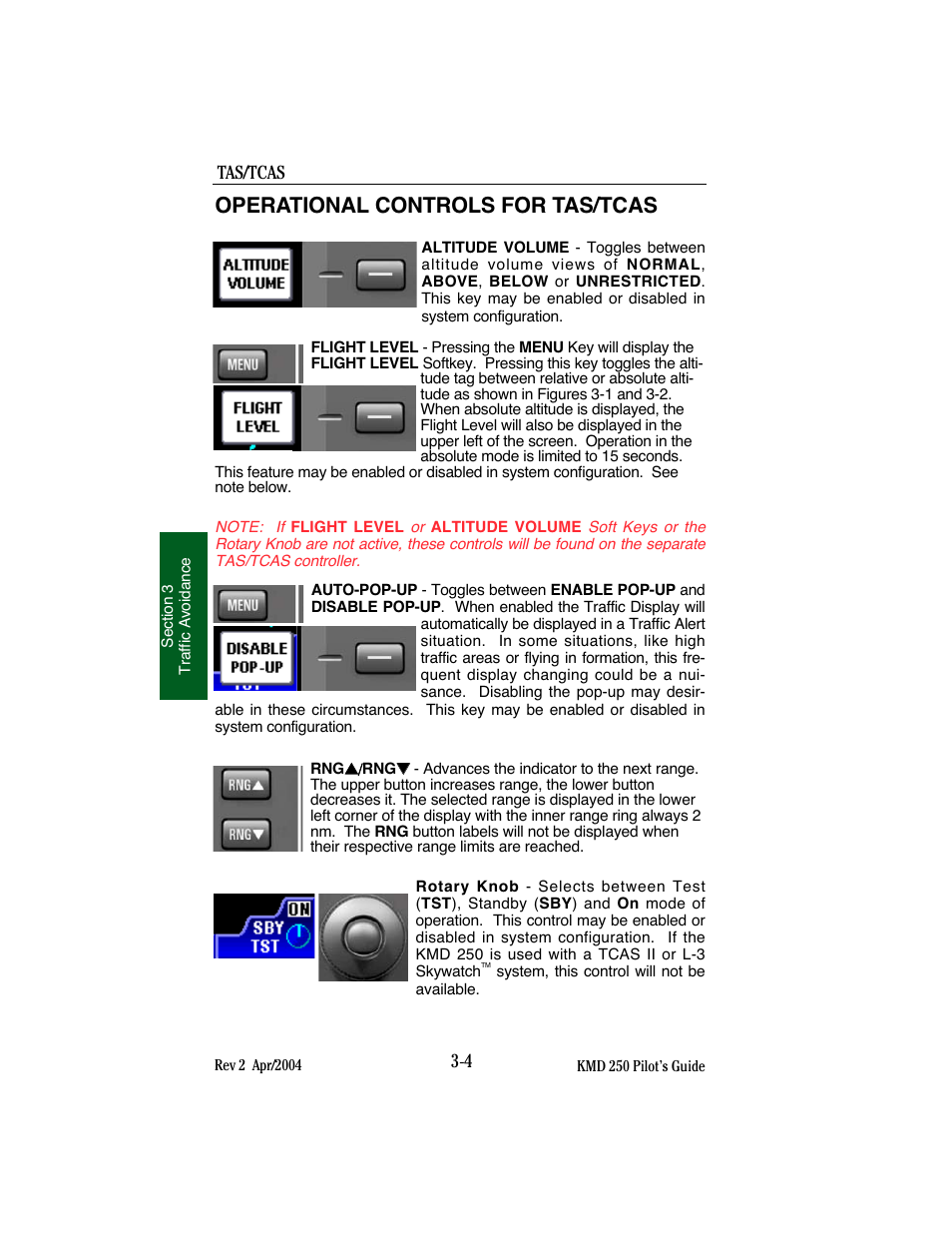 Operational controls for tas/tcas | BendixKing KMD 250 User Manual | Page 203 / 274