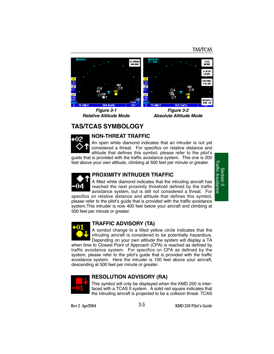 Tas/tcas symbology | BendixKing KMD 250 User Manual | Page 204 / 274
