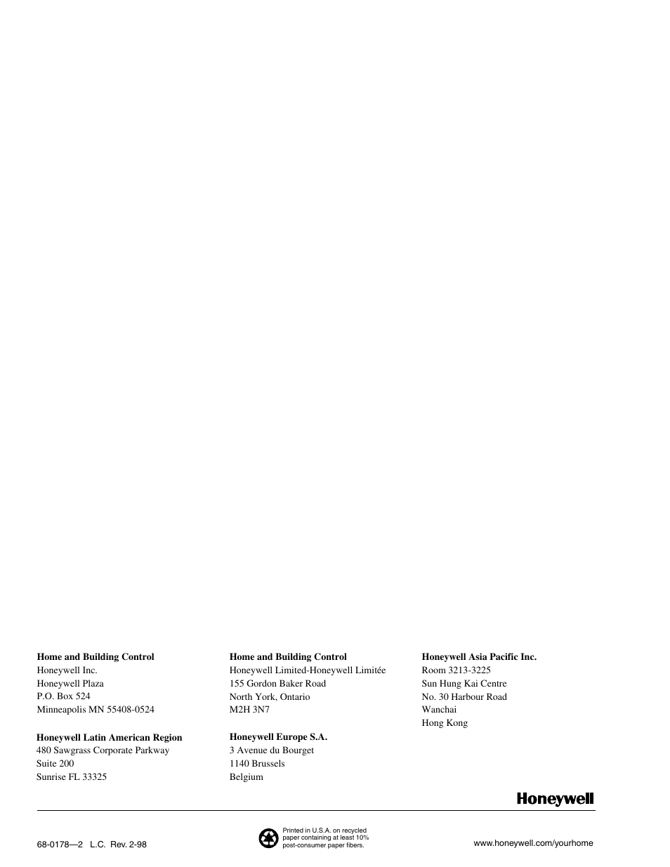 Honeywell EXPANDAPAC F35F User Manual | Page 12 / 12