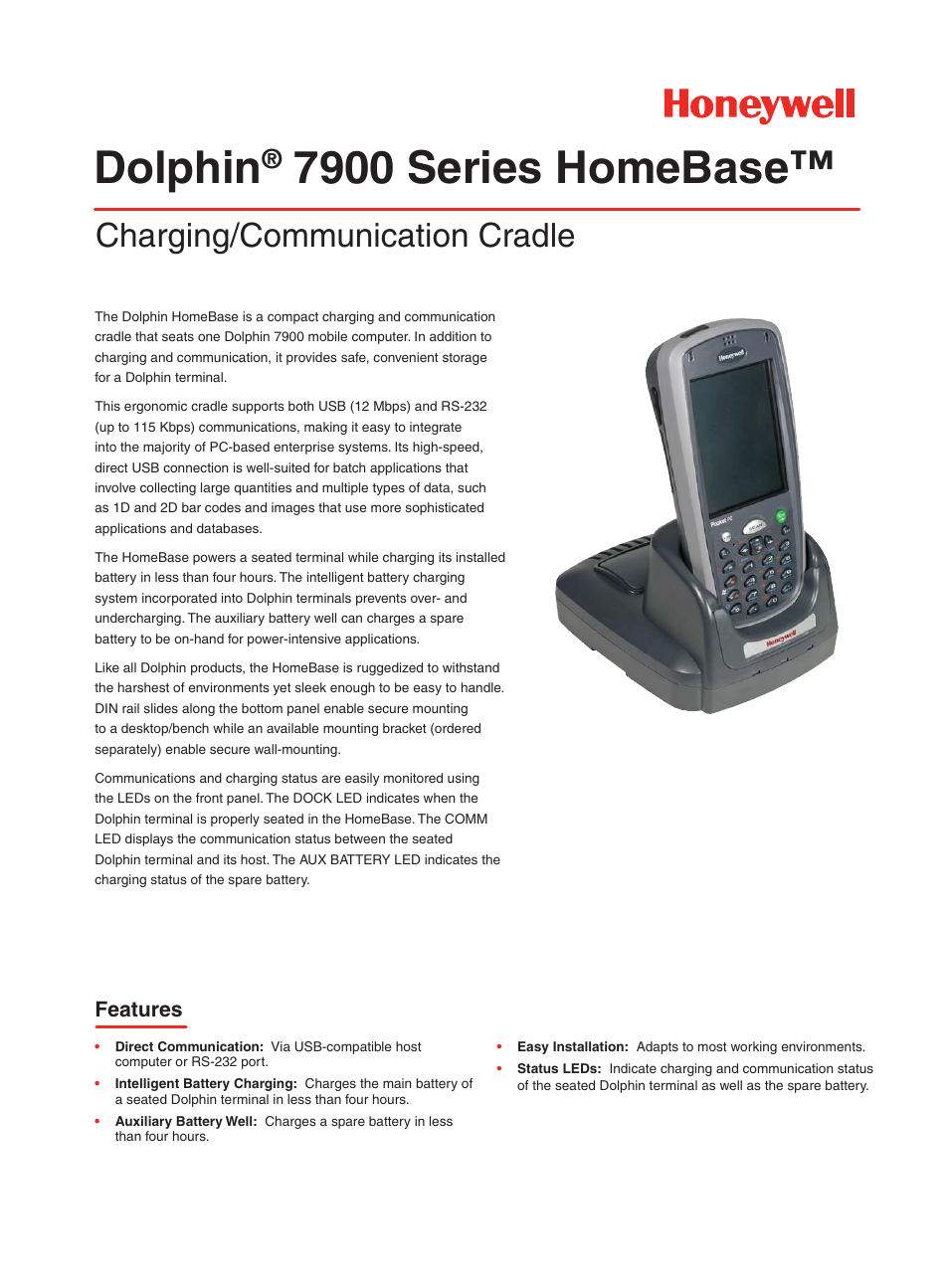 Honeywell HomeBase D7900 User Manual | 2 pages