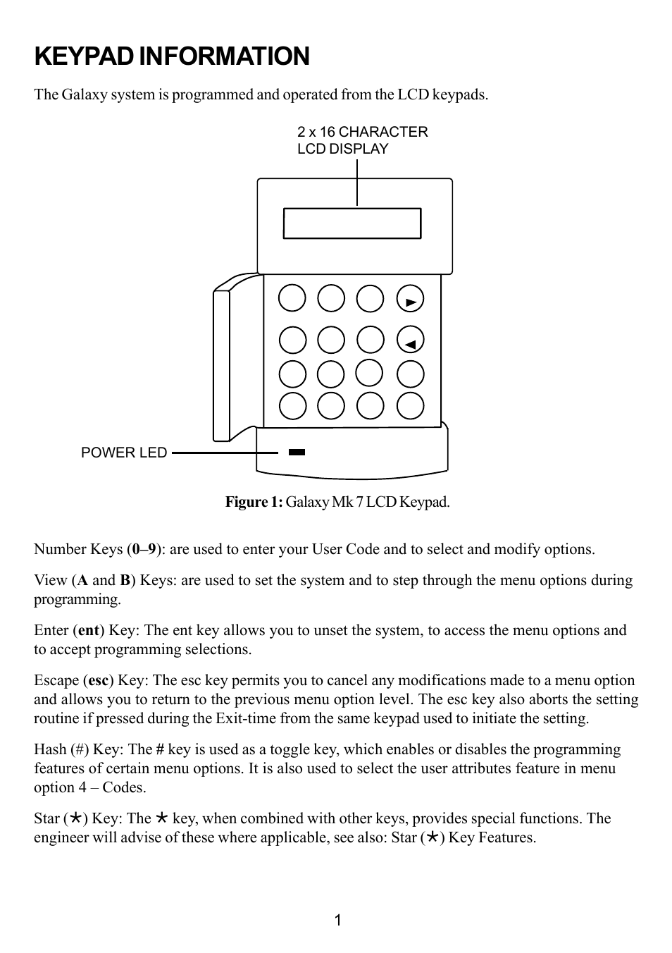 Keypad information | Honeywell Galaxy 16 Plus User Manual | Page 11 / 30