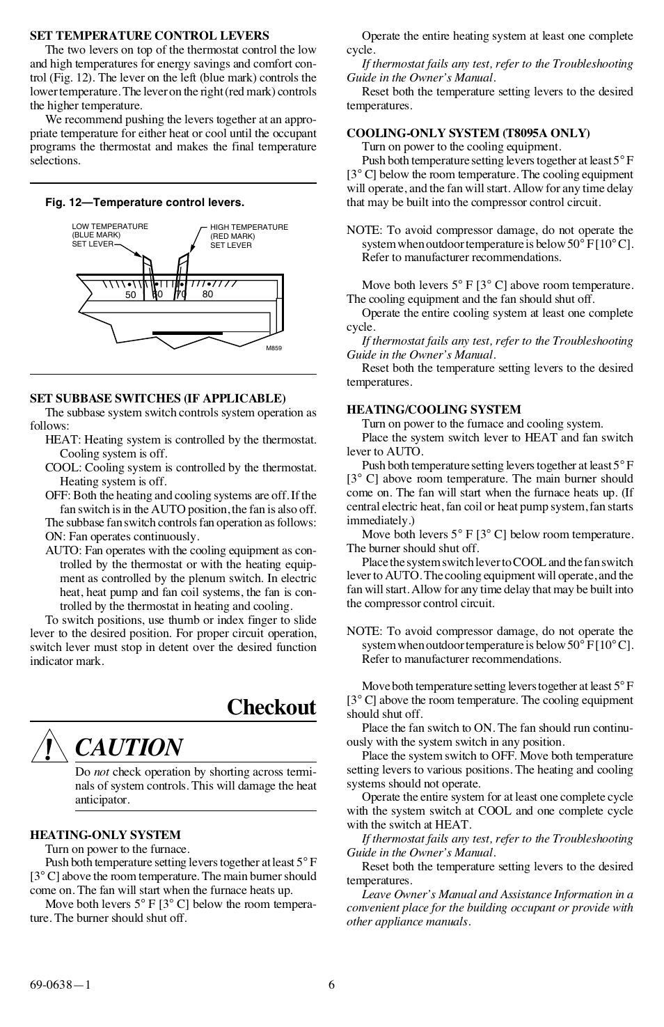 Caution, Checkout | Honeywell 191108AC User Manual | Page 6 / 8