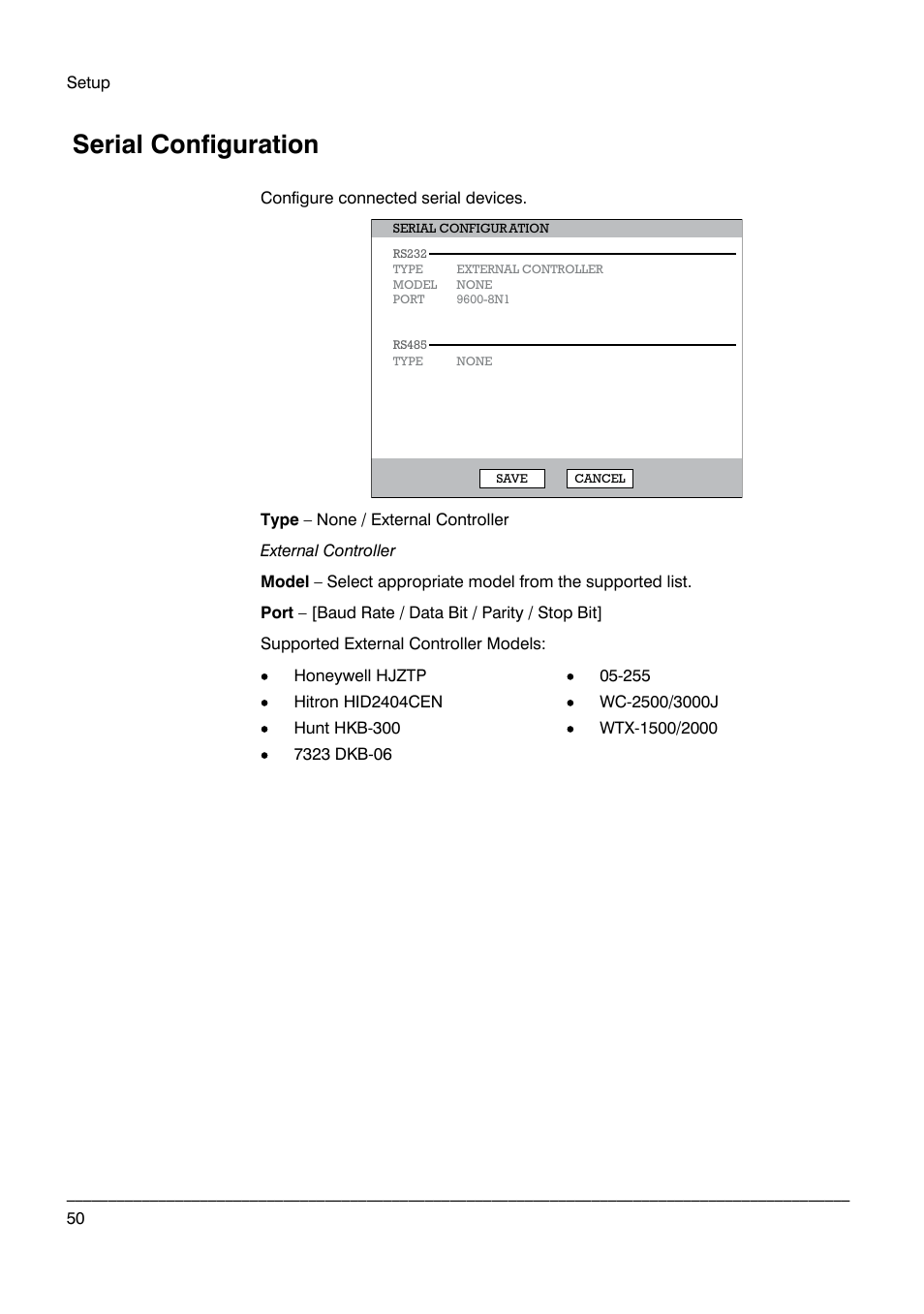 Serial configuration | Honeywell HRDP DVR User Manual | Page 50 / 100