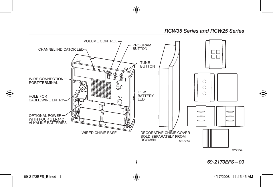 Rcw35 series and rcw25 series | Honeywell RCW25 User Manual | Page 3 / 68