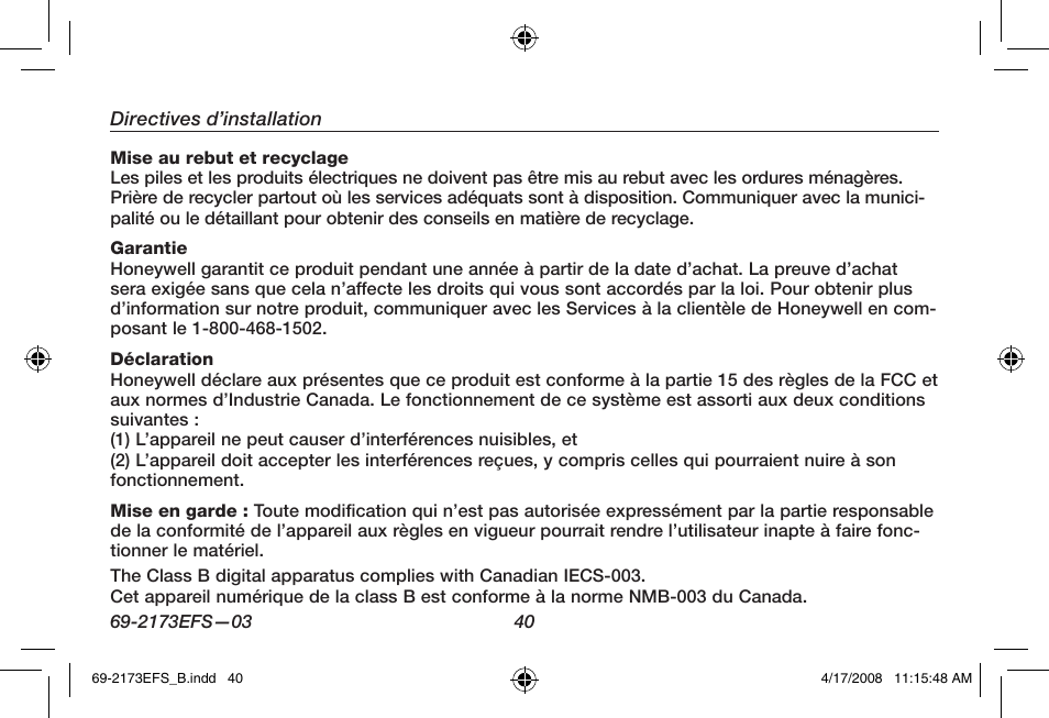 Honeywell RCW25 User Manual | Page 42 / 68