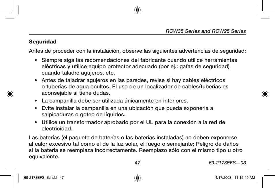 Honeywell RCW25 User Manual | Page 49 / 68