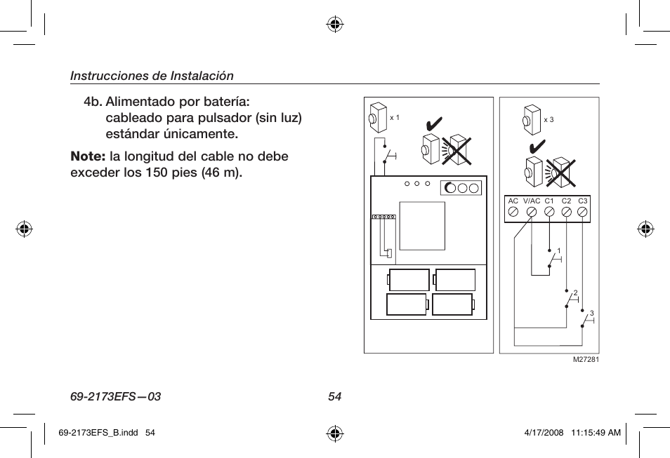 Instrucciones de instalación | Honeywell RCW25 User Manual | Page 56 / 68