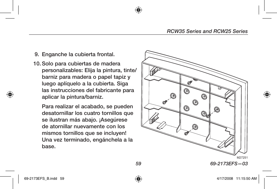 Honeywell RCW25 User Manual | Page 61 / 68