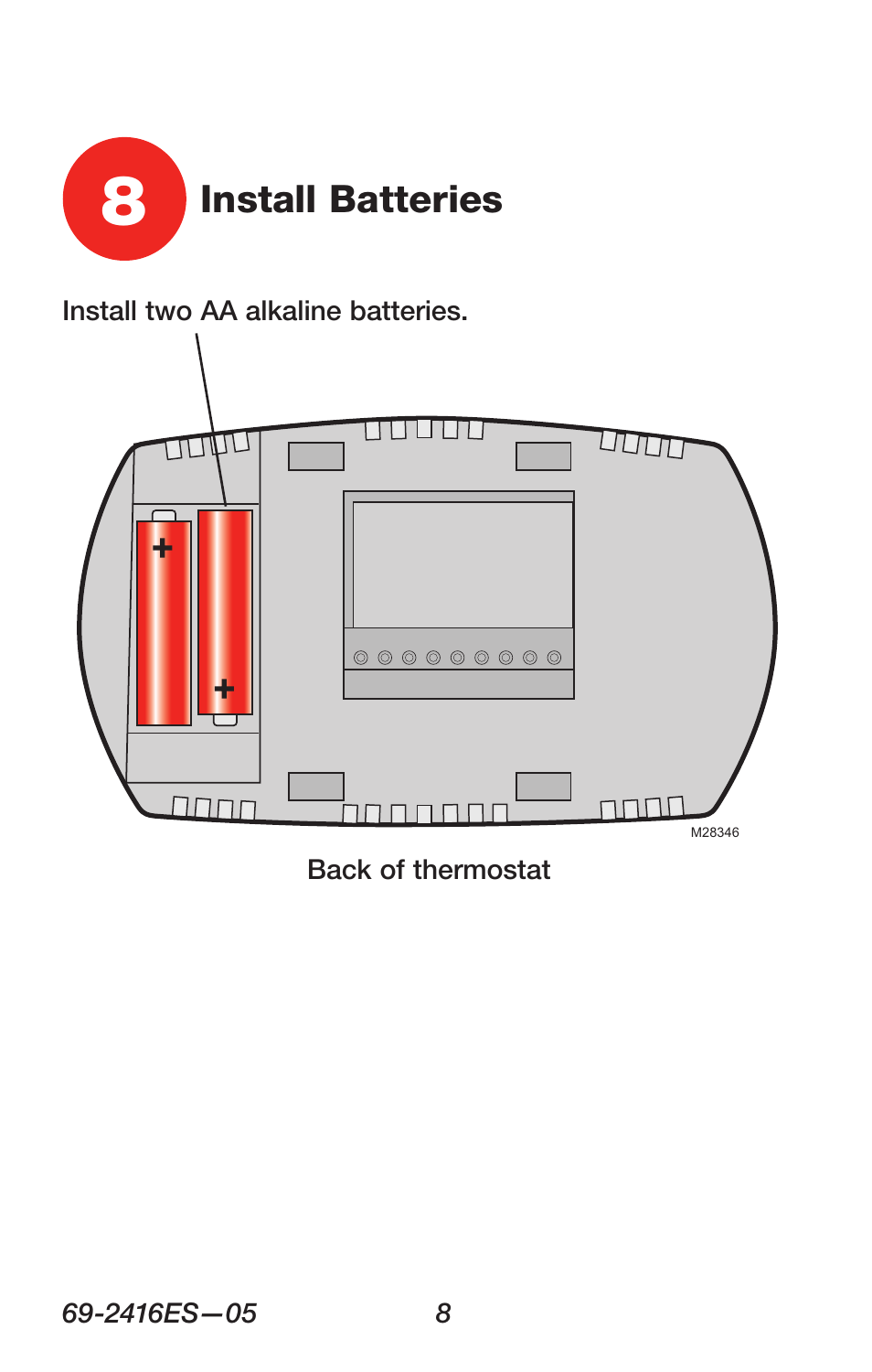 Install batteries | Honeywell RTH6350 User Manual | Page 10 / 64