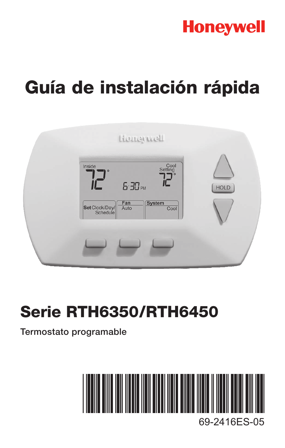 Guía de instalación rápida | Honeywell RTH6350 User Manual | Page 33 / 64