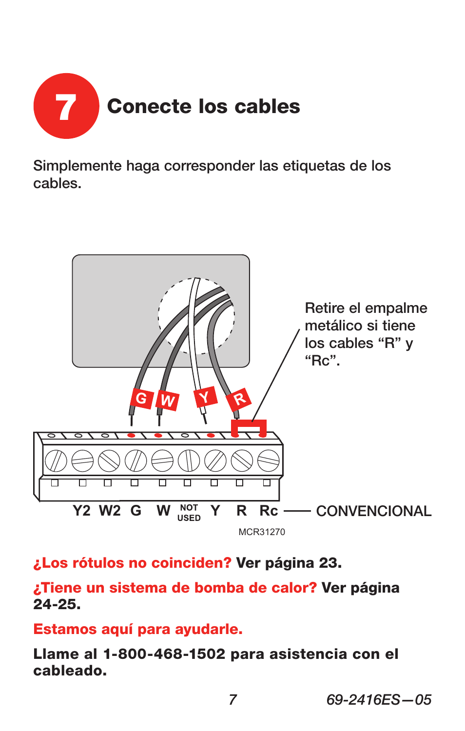 Conecte los cables | Honeywell RTH6350 User Manual | Page 41 / 64