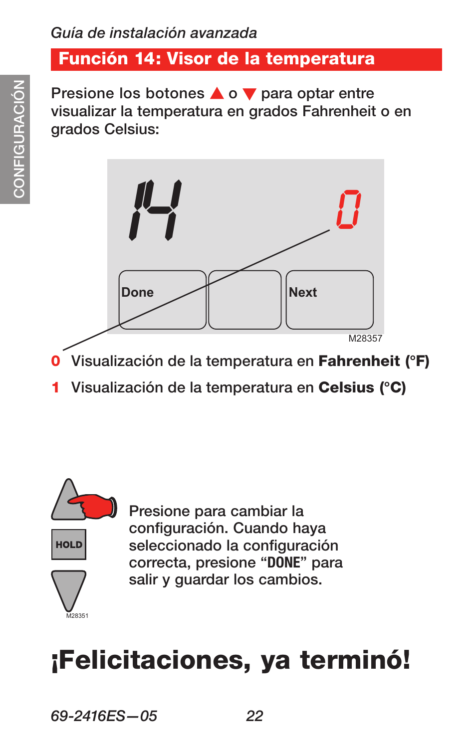 Felicitaciones, ya terminó | Honeywell RTH6350 User Manual | Page 56 / 64