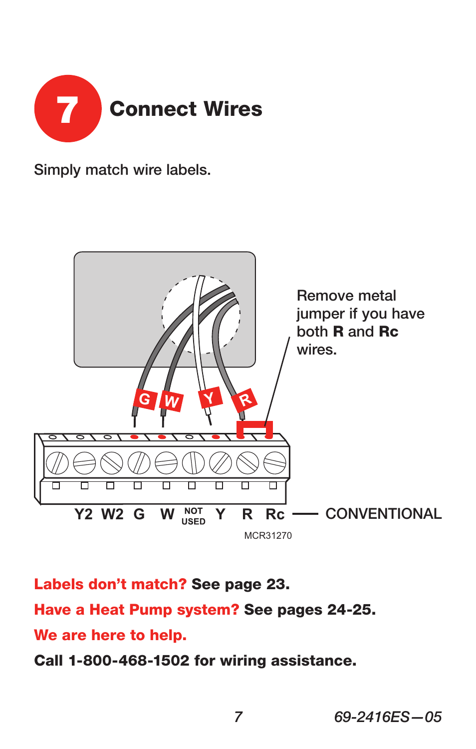 Connect wires | Honeywell RTH6350 User Manual | Page 9 / 64