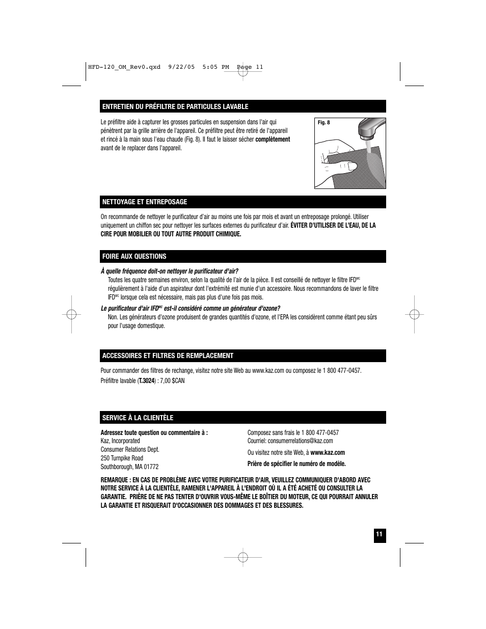 Honeywell HFD-120 User Manual | Page 11 / 20
