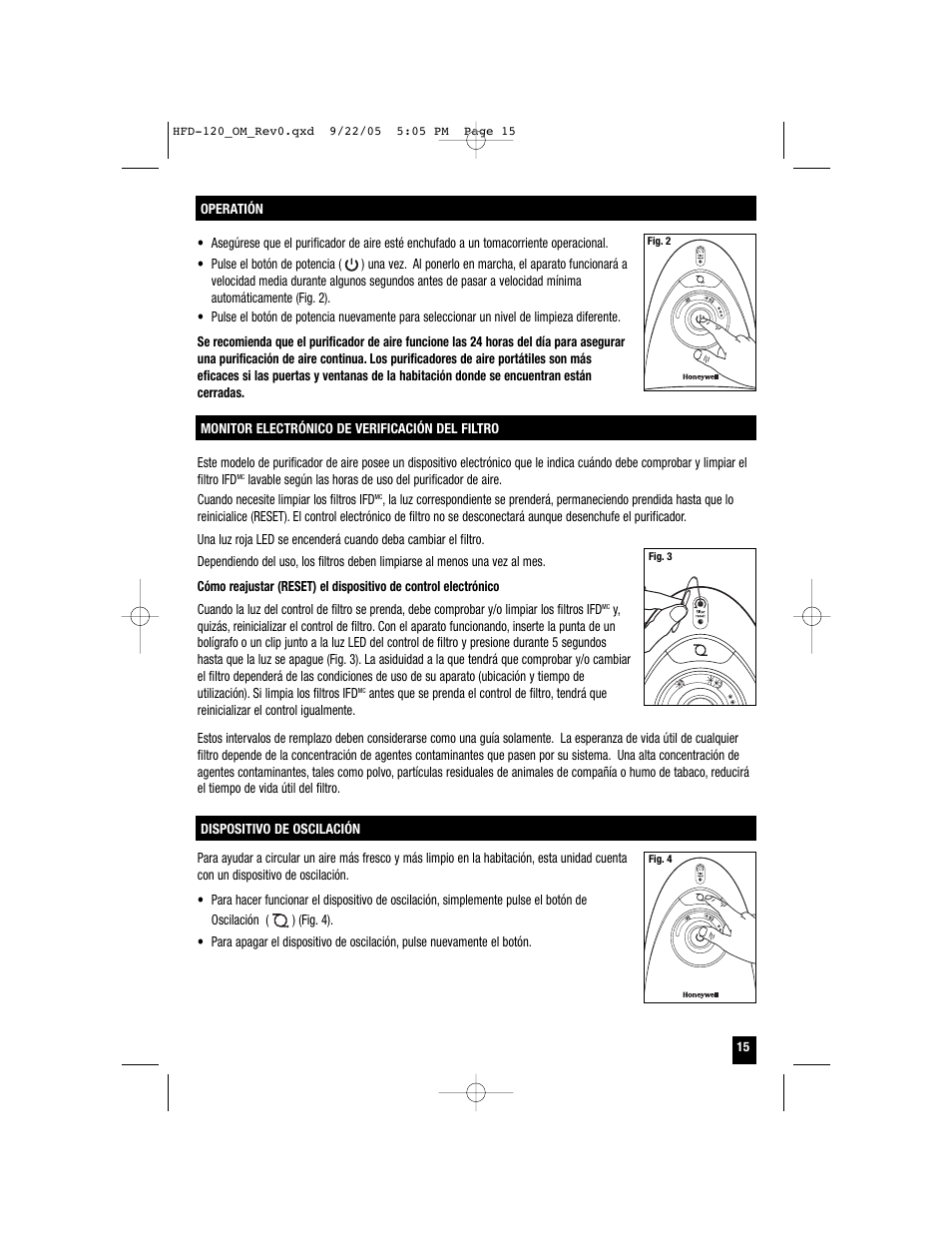 Honeywell HFD-120 User Manual | Page 15 / 20