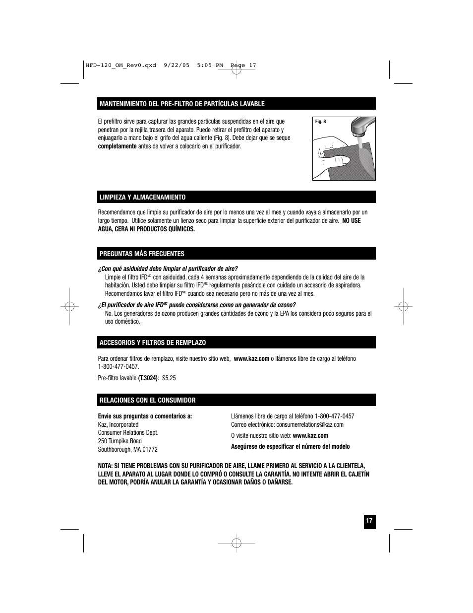 Honeywell HFD-120 User Manual | Page 17 / 20