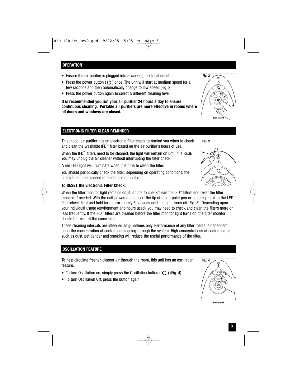 Honeywell HFD-120 User Manual | Page 3 / 20