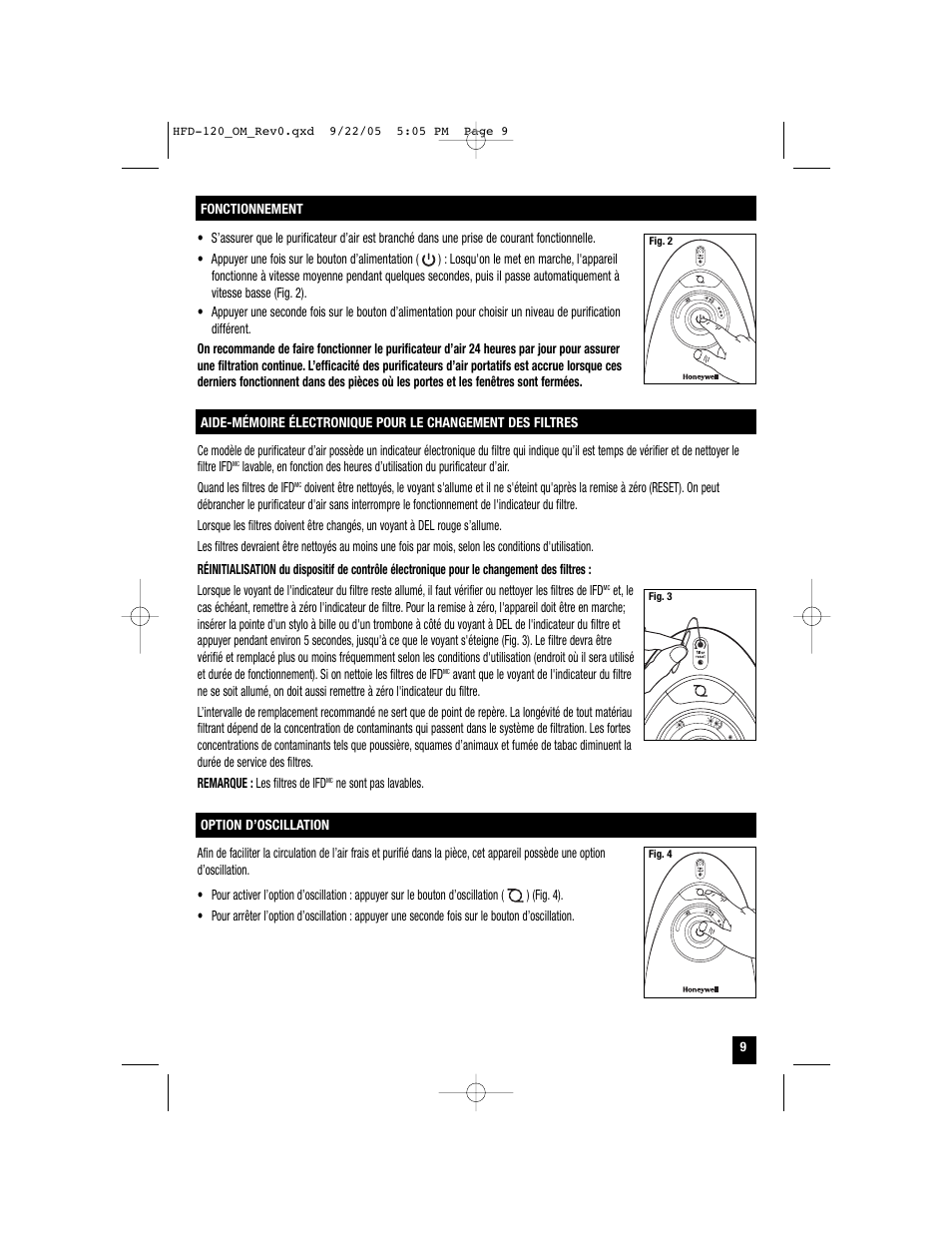 Honeywell HFD-120 User Manual | Page 9 / 20
