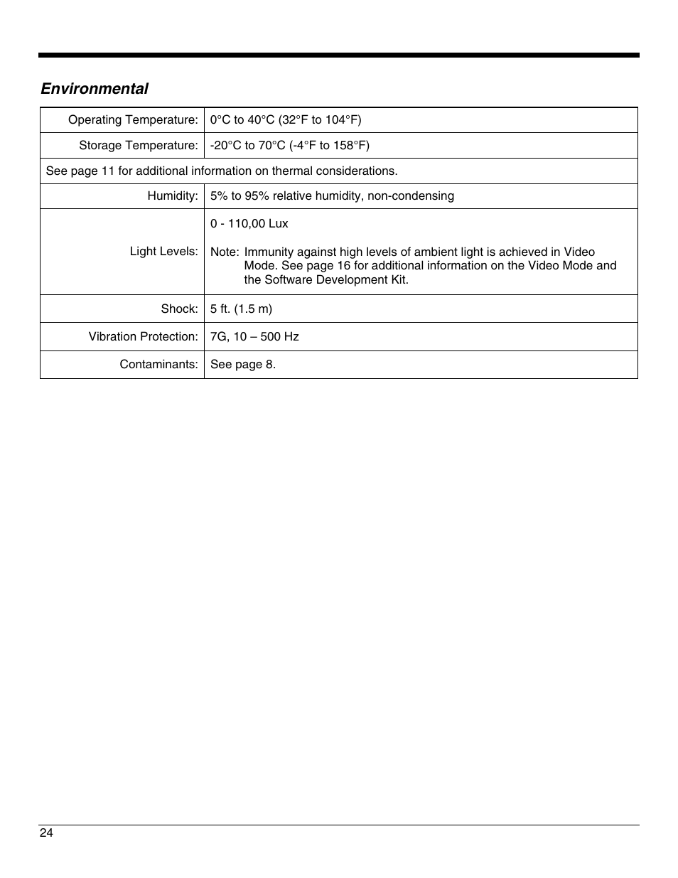 Environmental | Honeywell IS4911 User Manual | Page 28 / 42