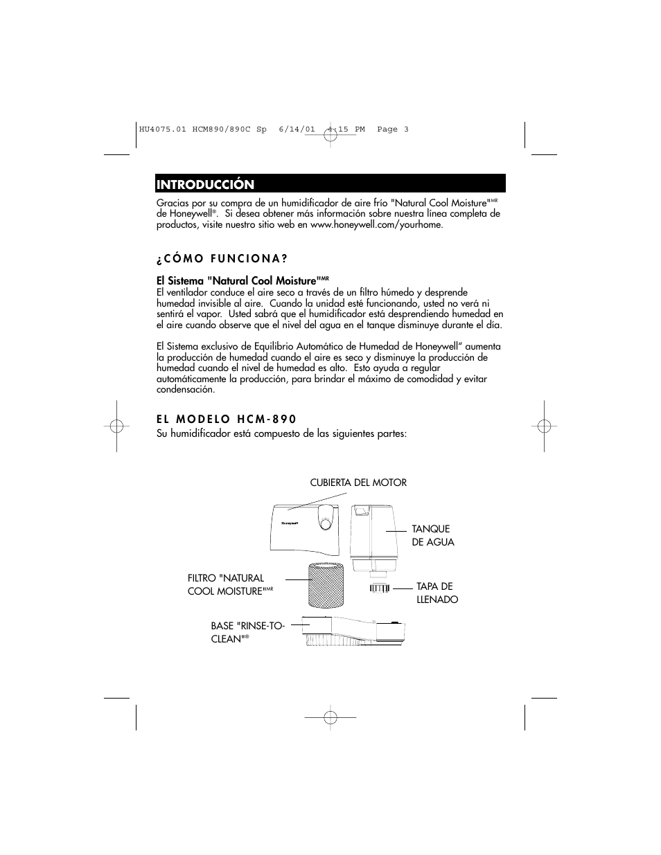 Introducción | Honeywell HCM-890 User Manual | Page 27 / 36