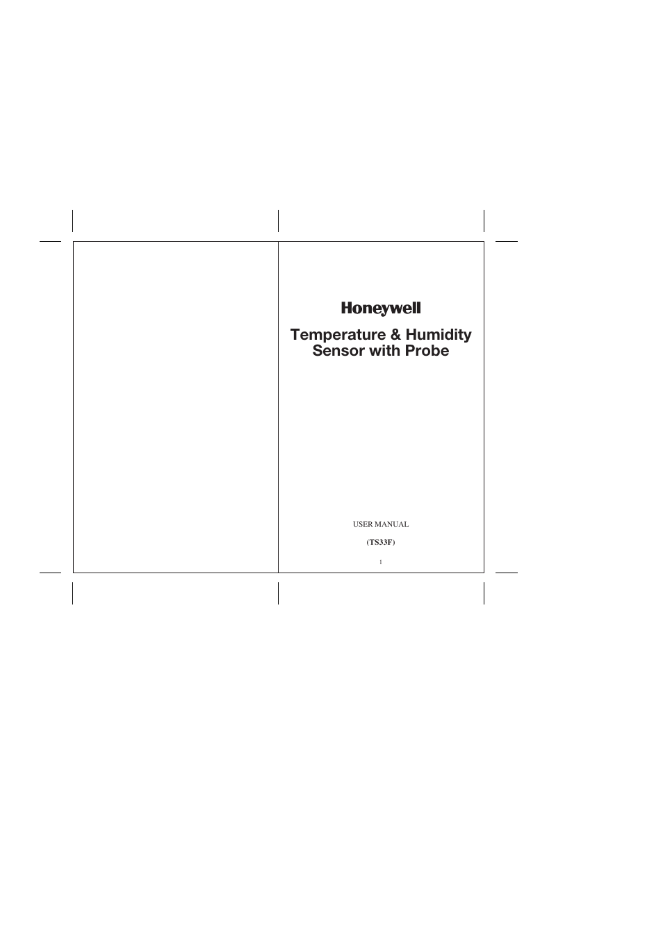 Honeywell TS33F User Manual | 18 pages