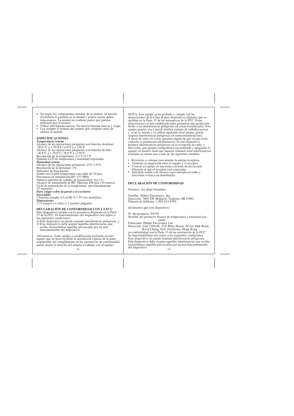 Honeywell TS33F User Manual | Page 11 / 18