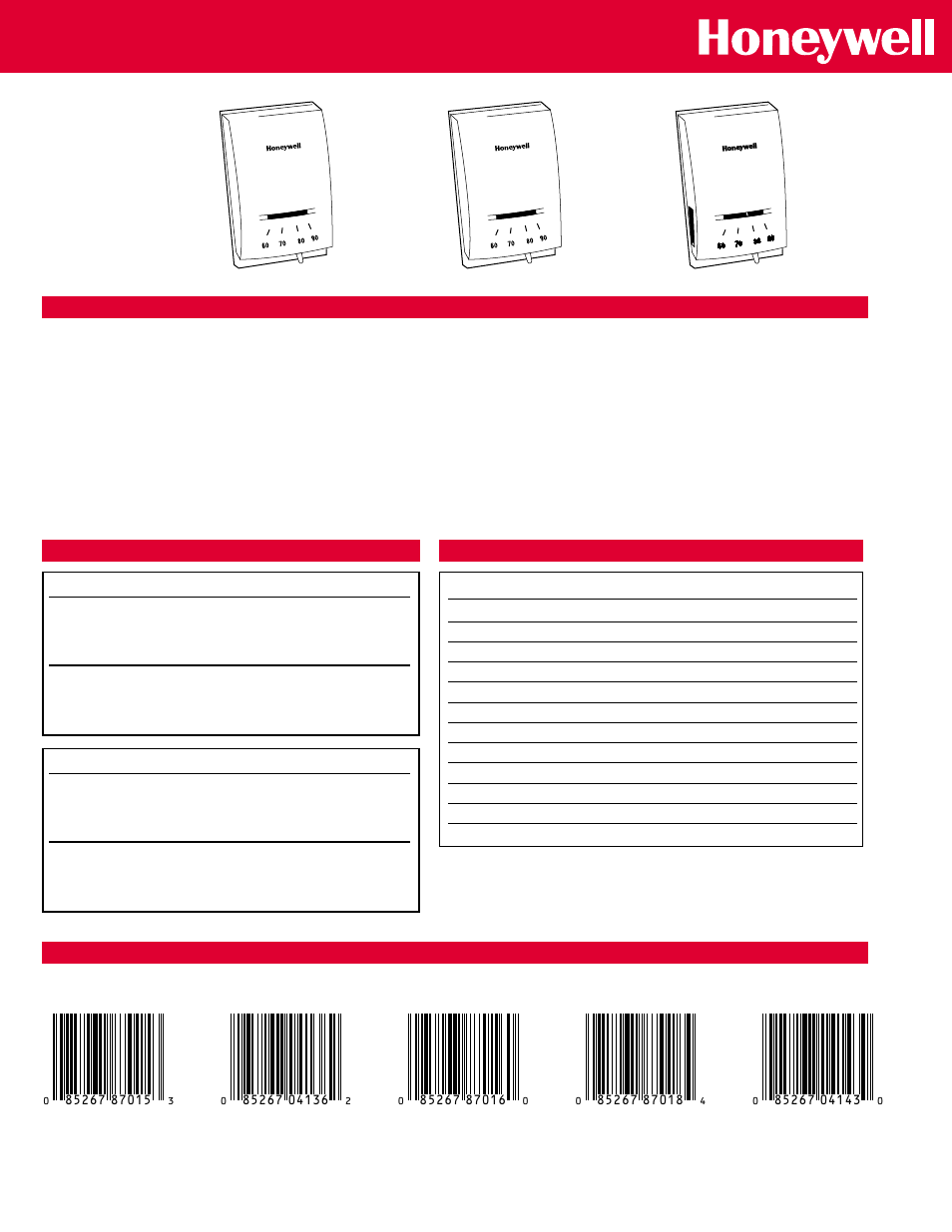 Standard manual thermostats, Ct50a, Ct51a manual | Ct53a manual, Gas or oil heat with cooling - 4 or 5 wires, Hot water - 2 wire zone valves (r,w), Hot water (no circulation pump) - steam, Electric furnace, Millivolt - standing pilot gas heat - 2 wires, Ct51a – canada | Honeywell CT53A User Manual | Page 2 / 2