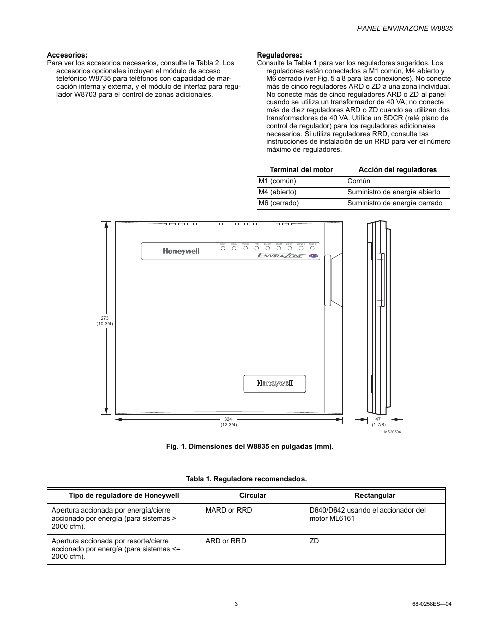 Honeywell ENVIRAZONE PANEL W8835 User Manual | Page 19 / 32