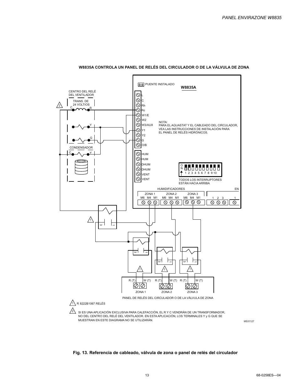 Panel envirazone w8835 | Honeywell ENVIRAZONE PANEL W8835 User Manual | Page 29 / 32