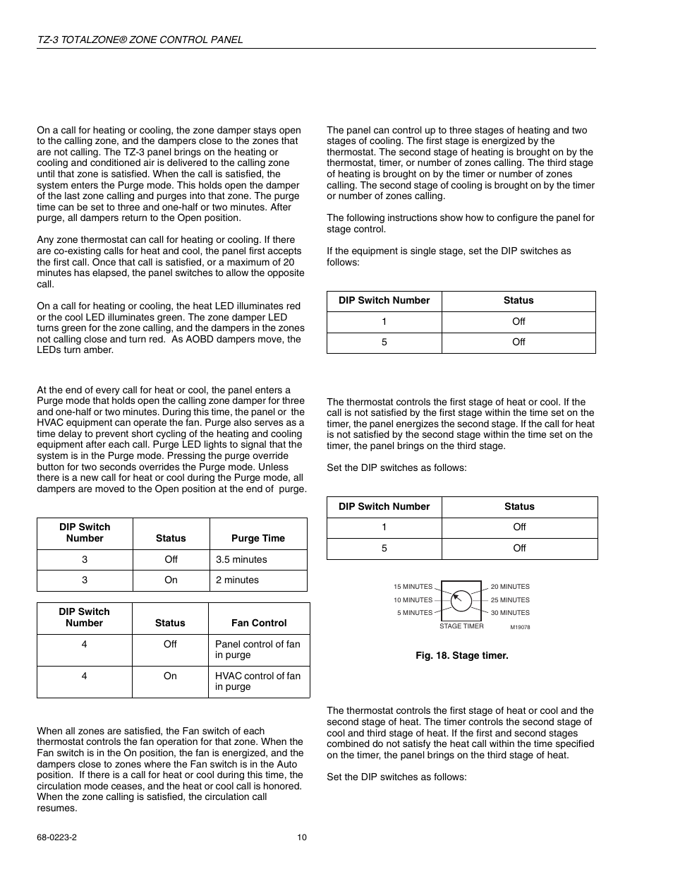 Operation, Sequence of operation, Single and multi-stage operation | Purge mode, Individual zone fan control | Honeywell TOTALZONE TZ-3 User Manual | Page 10 / 16