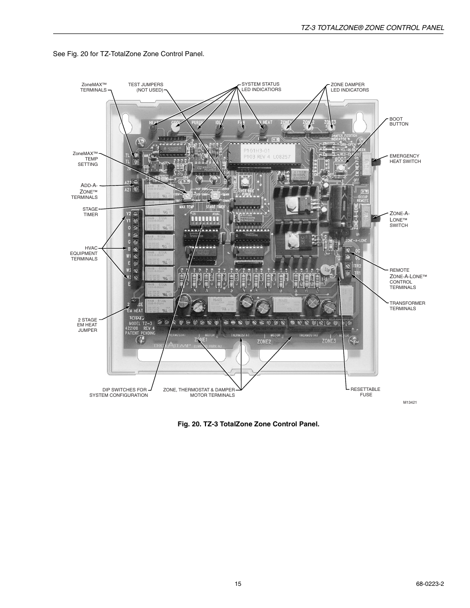Tz-3 totalzone® zone control panel | Honeywell TOTALZONE TZ-3 User Manual | Page 15 / 16
