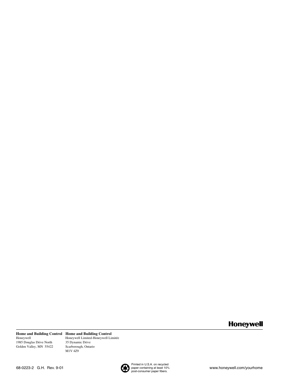 Honeywell TOTALZONE TZ-3 User Manual | Page 16 / 16